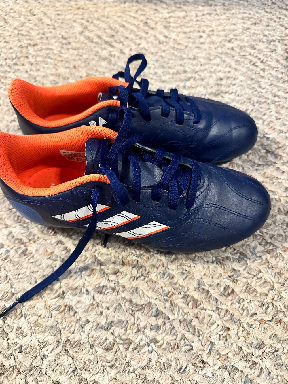 Youth Adidas Navy and Orange Soccer Cleats